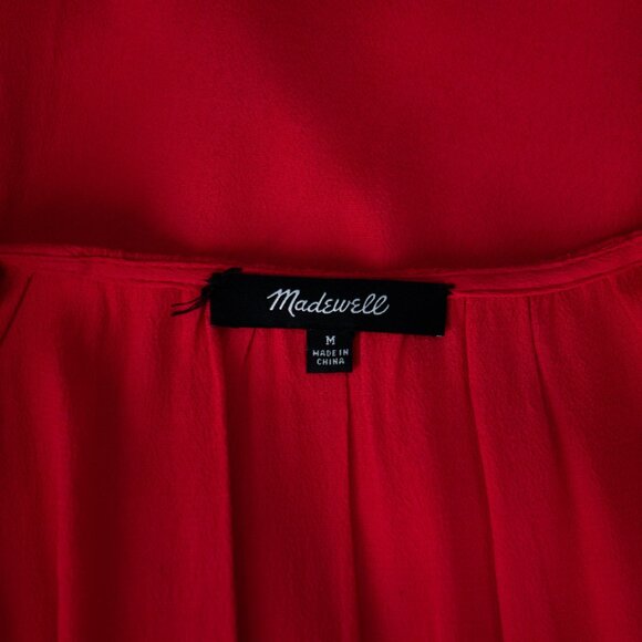 Madewell Cherry Red Dress Lace Up V-neck Flutter Sleeve - Picture 6 of 6